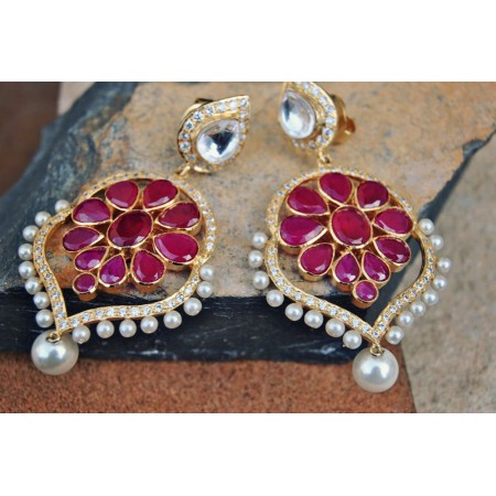 Ruby Pearl Dangler Earrings